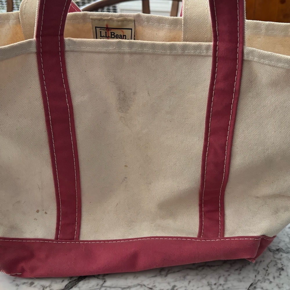 L.L. Bean Tote Bag with Cream and Pink Trim